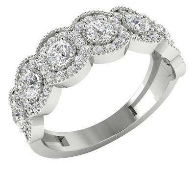 14k Solid Gold Halo Bridal Anniversary Ring Prong Set I1 G 1.20 Carat Round Diamond Cut