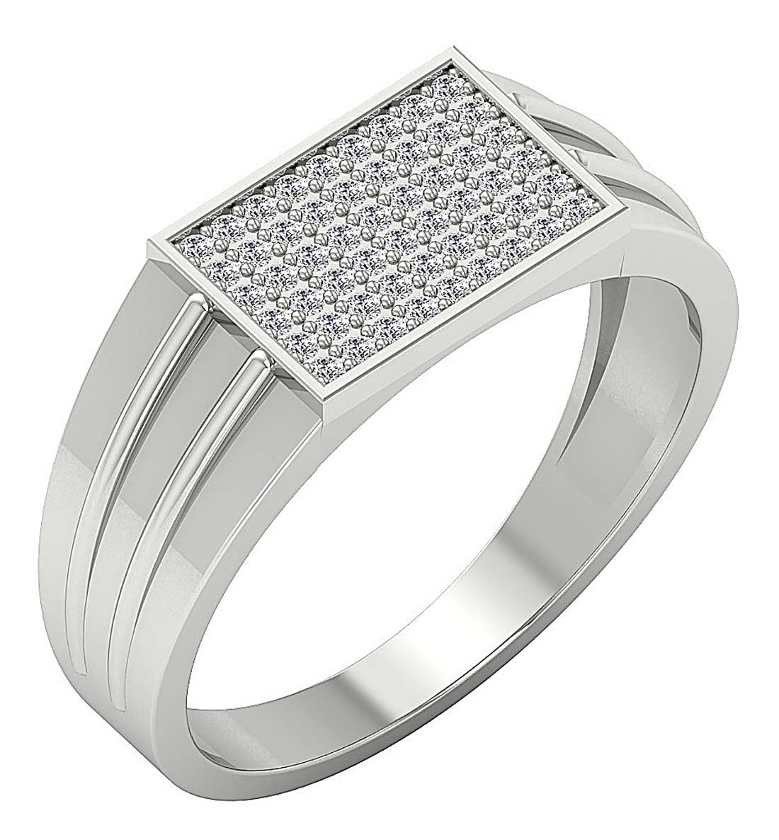 14k Solid Gold Mens Engagement Ring SI1/I1 G 0.40Ct Round Diamond Pave Set Width 8.60MM