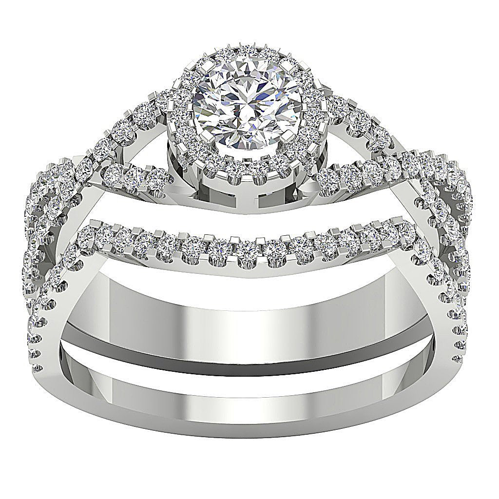 Designer Halo Solitaire Anniversary Ring Set I1 G 1.30 Ct Natural Diamond