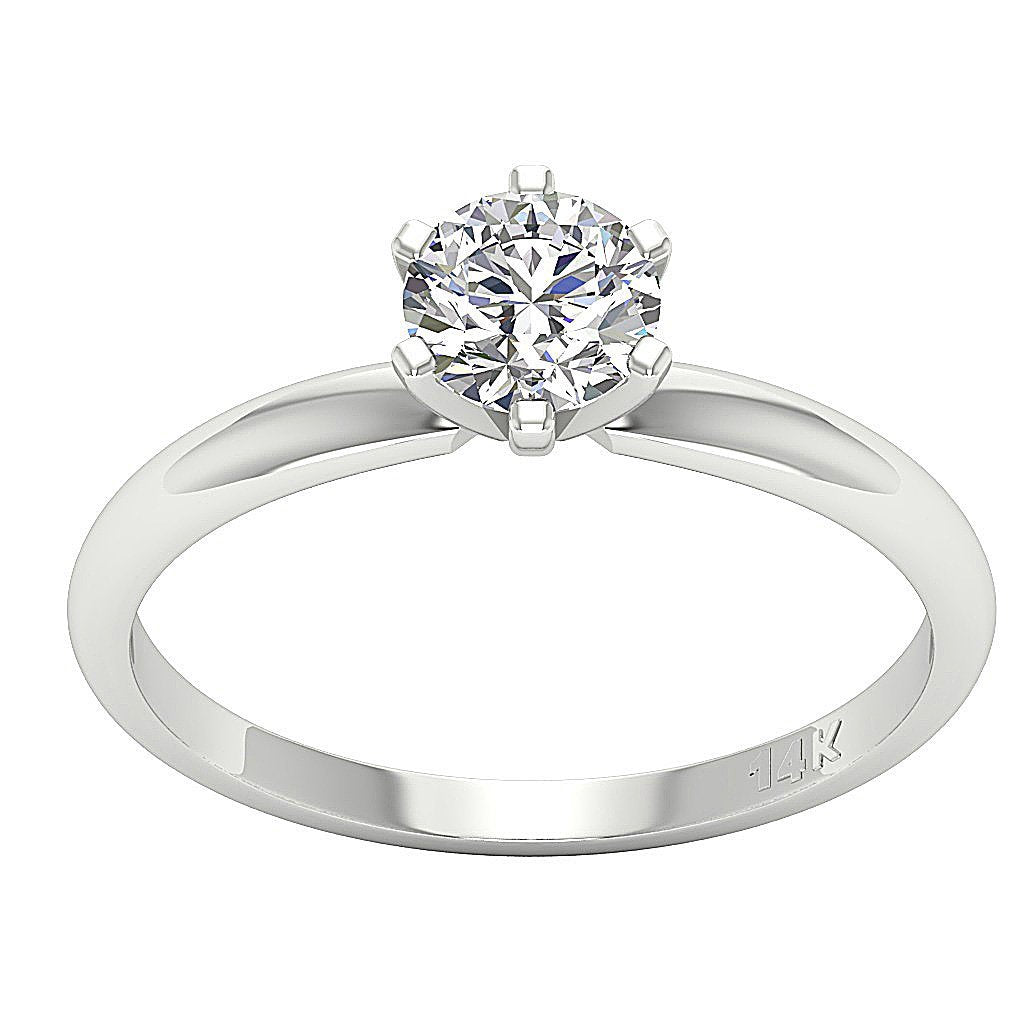 Designer Solitaire Anniversary Ring Round Diamond SI1 G 0.50 Ct 14K White Gold Prong Set