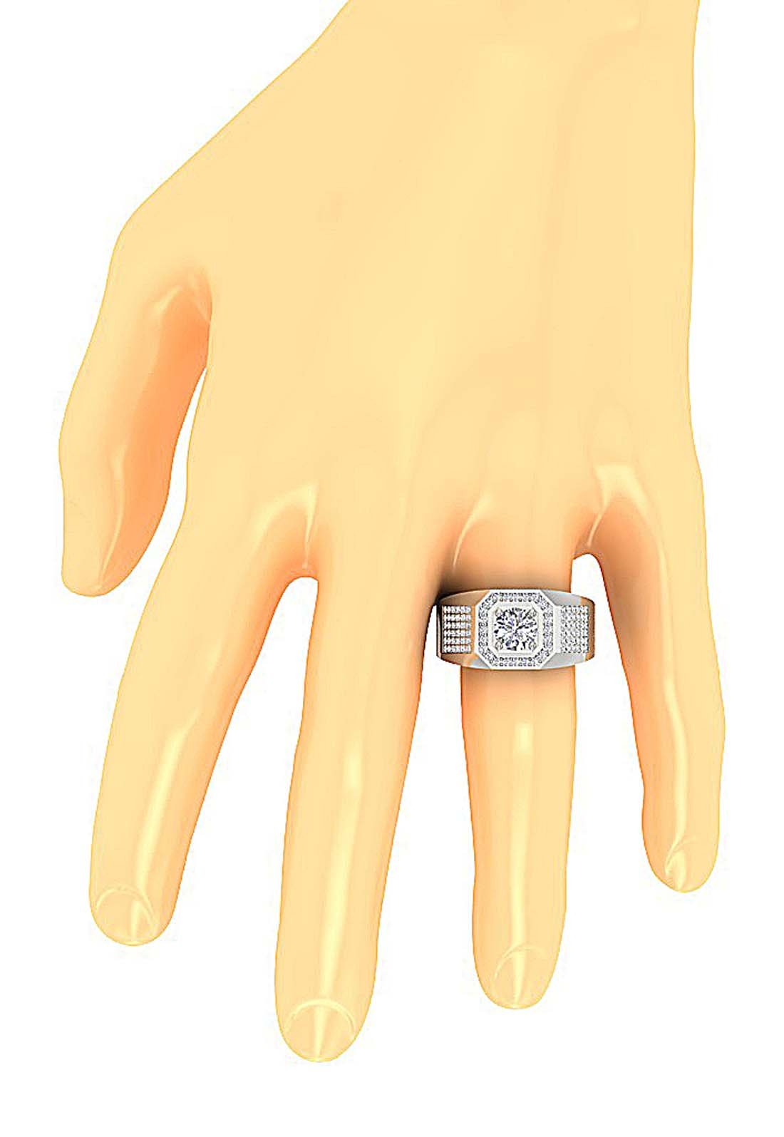 I1 G 1.65Ct 14k Solid Gold Mens Anniversary Ring Round Diamond Prong Set Width 12.00MM