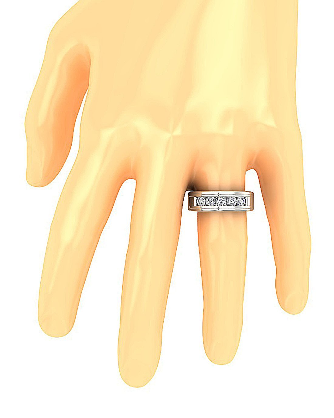 SI1/I1 G 1.10Ct Round Diamond Mens Anniversary Ring 14k Solid Gold Channel Set Width 6.70MM