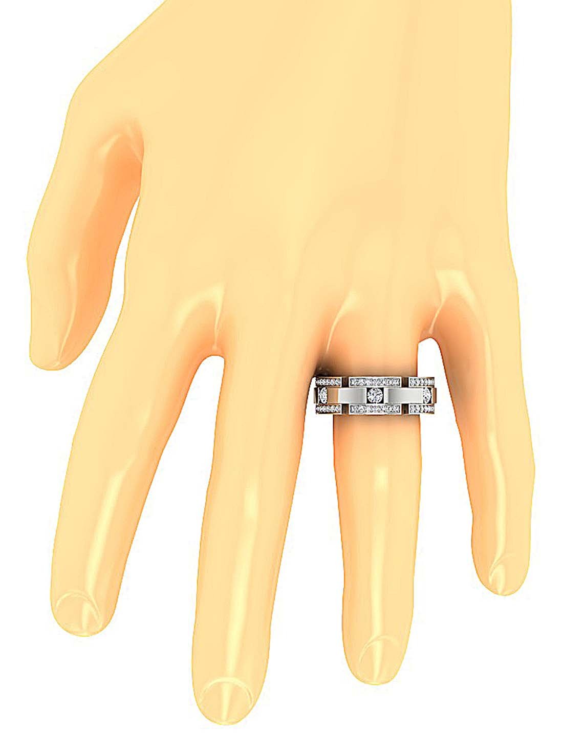 14k Solid Gold Natural Diamond Mens Anniversary Ring SI1/I1 G 0.85Ct Prong & Bar Set Width 7.45MM