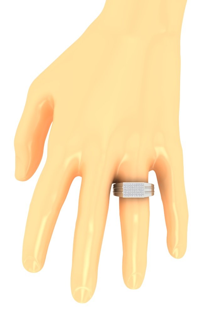 14k Solid Gold Mens Engagement Ring SI1/I1 G 0.40Ct Round Diamond Pave Set Width 8.60MM