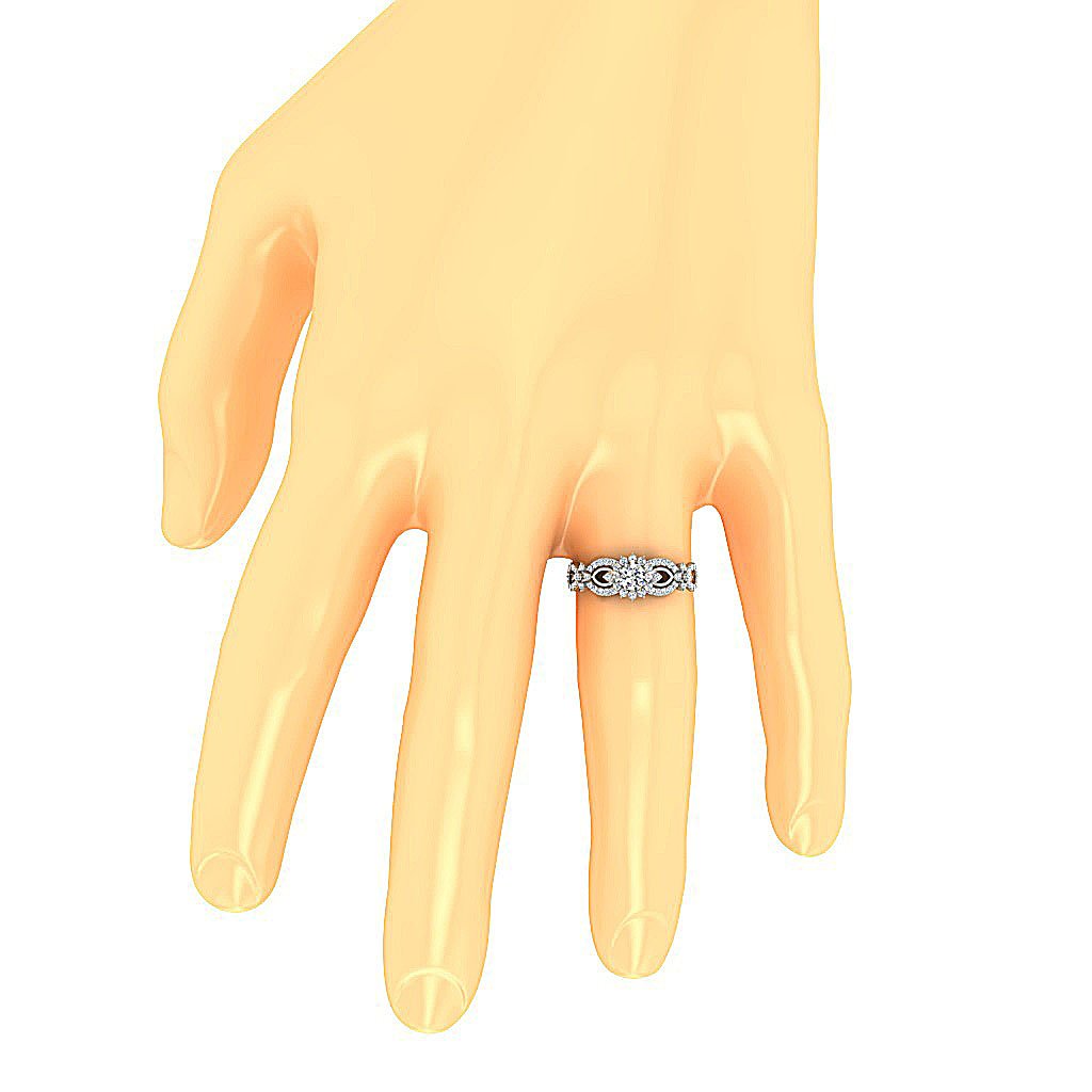 I1 G 0.70 Ct Prong Set 7.80MM 14K Gold Solitaire With Accent Natural Diamond Wedding Designer Ring