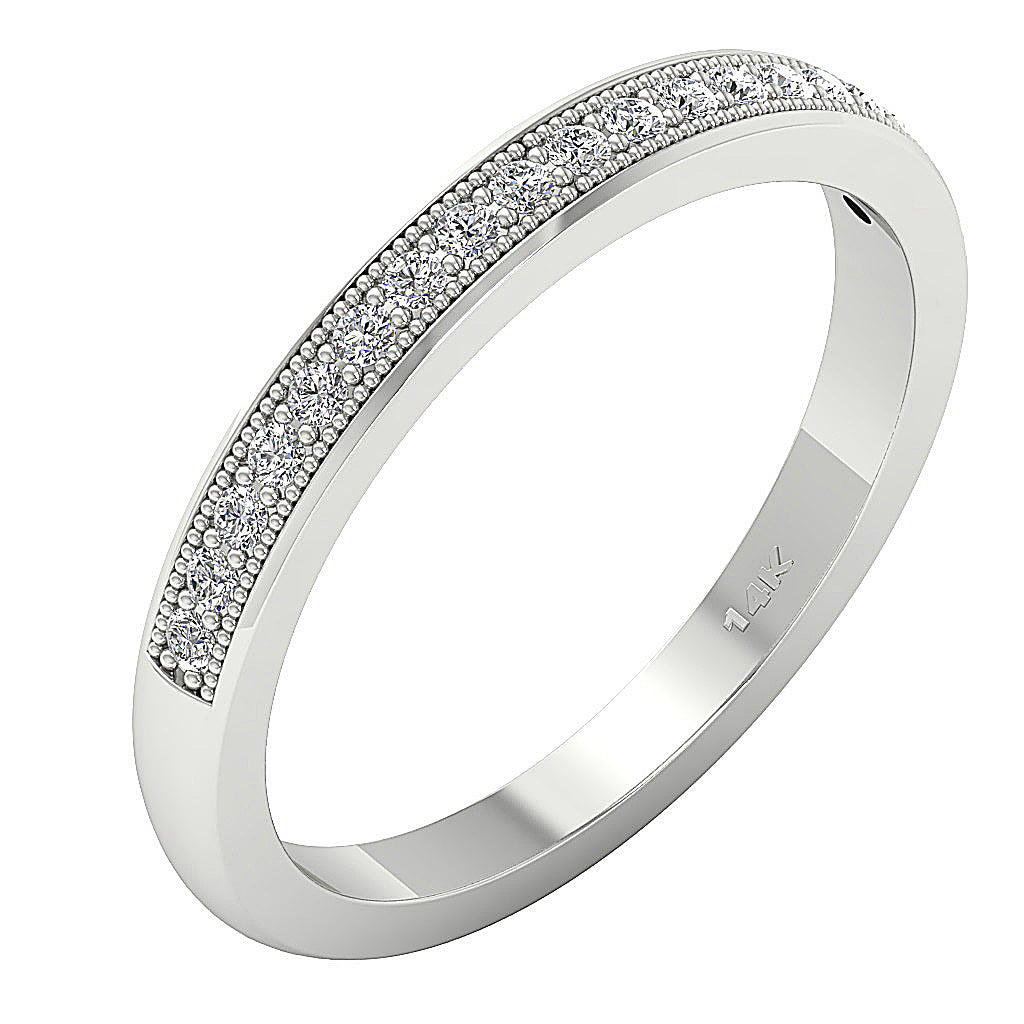 14K Rose Gold Engagement Ring Natural Diamond I1 G 0.25 Ct Pave Set