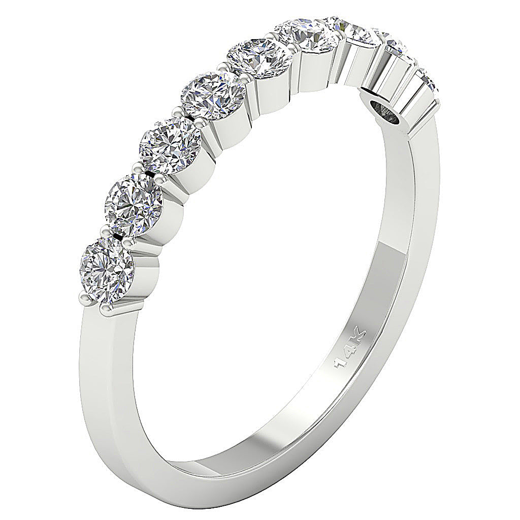 14K Solid Gold Wedding Ring Genuine Diamond I1 G 0.85 Ct Pave Set