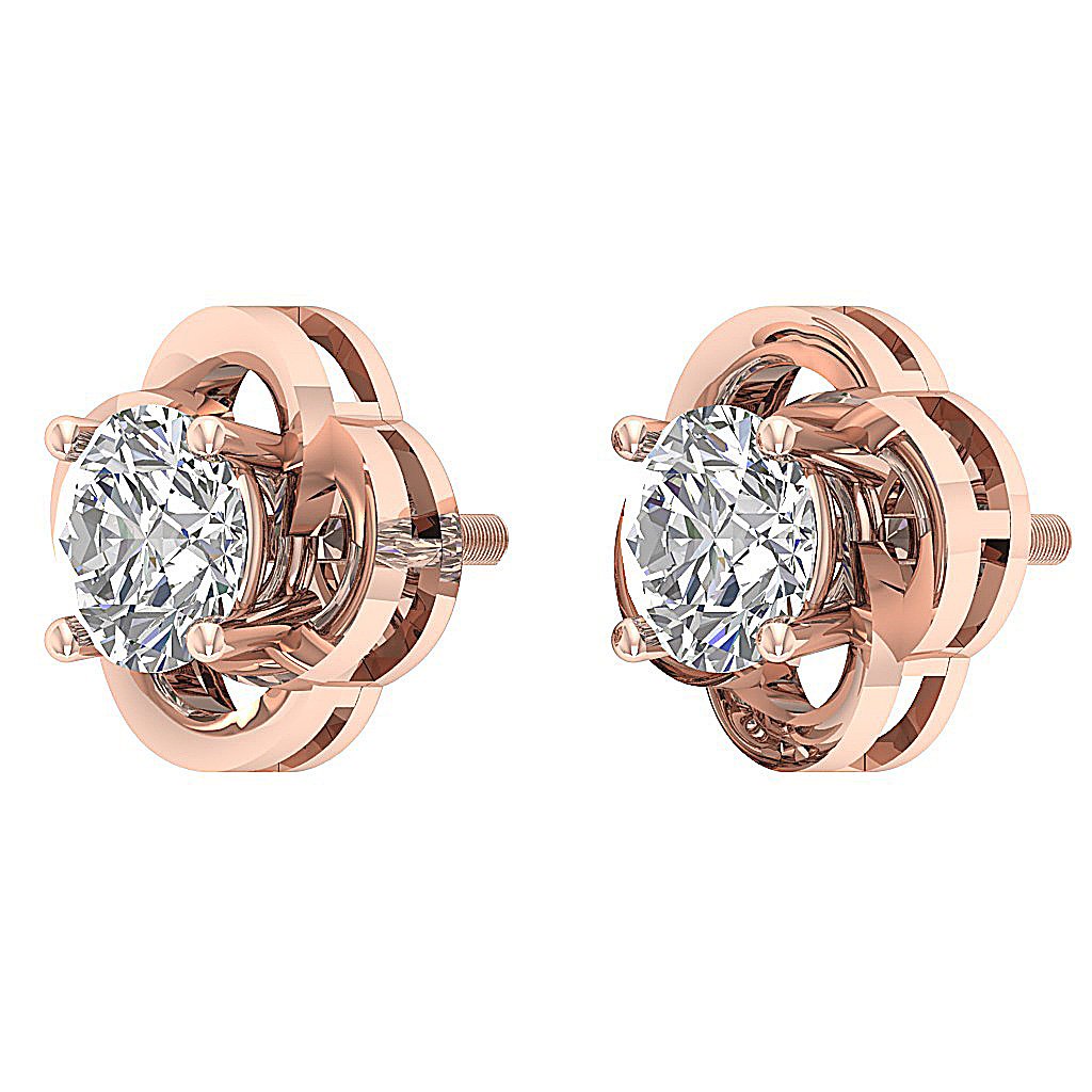 Round Diamond Solitaire Studs Anniversary Earring SI1/I1 G 1.50 Ct 18k/14k White Gold Prong Set
