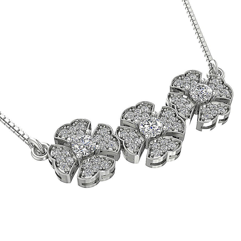 I1/SI1 G 1.00 Ct Flower Shape Fashion Wedding Pendant Genuine Diamond 14k/18k Yellow Gold Prong Set