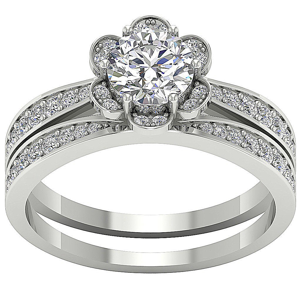 Designer Bridal Engagement Ring Set I1 G 1.70 Carat 14K Solid Gold 10.00 MM