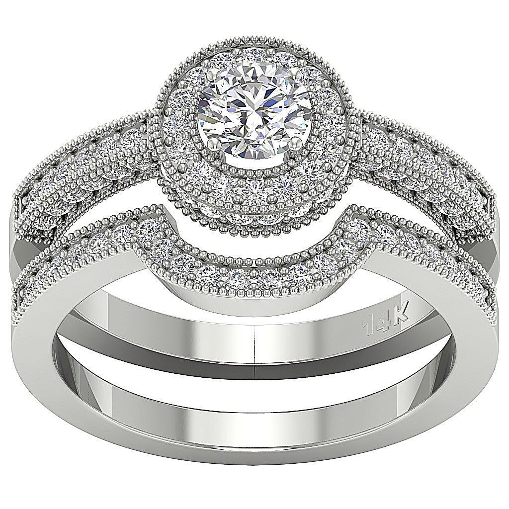 AntiqueStyleBridalAnniversaryRingSet