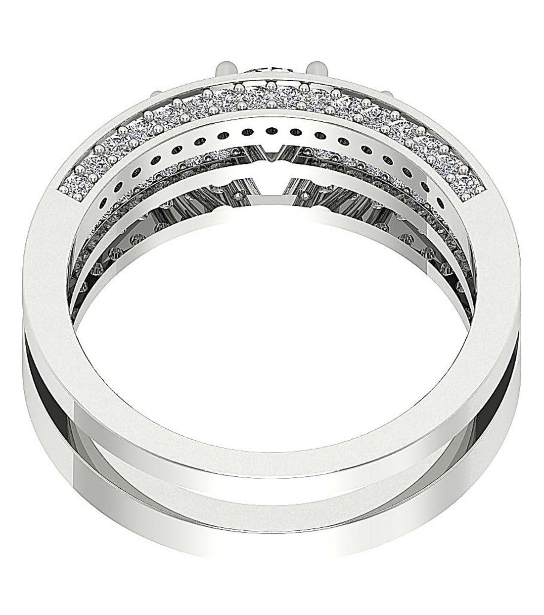 Three Stone Bridal Ring Set SI1 G 1.30 Ct Natural Diamond 14K Gold 7.00 MM