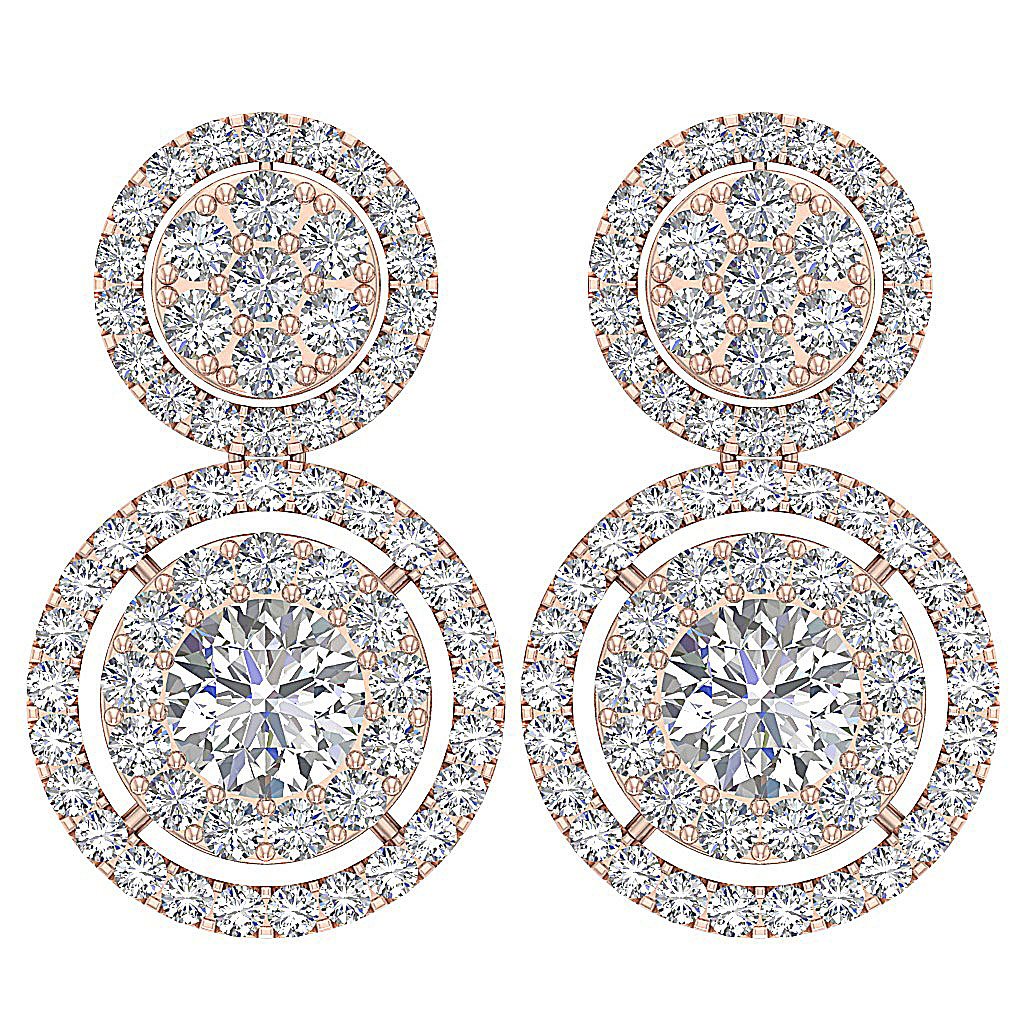 Prong Set Dangle Engagement Earrings Natural Diamond SI1/I1 G 2.55 Ct 18k/14k White Yellow Rose Gold