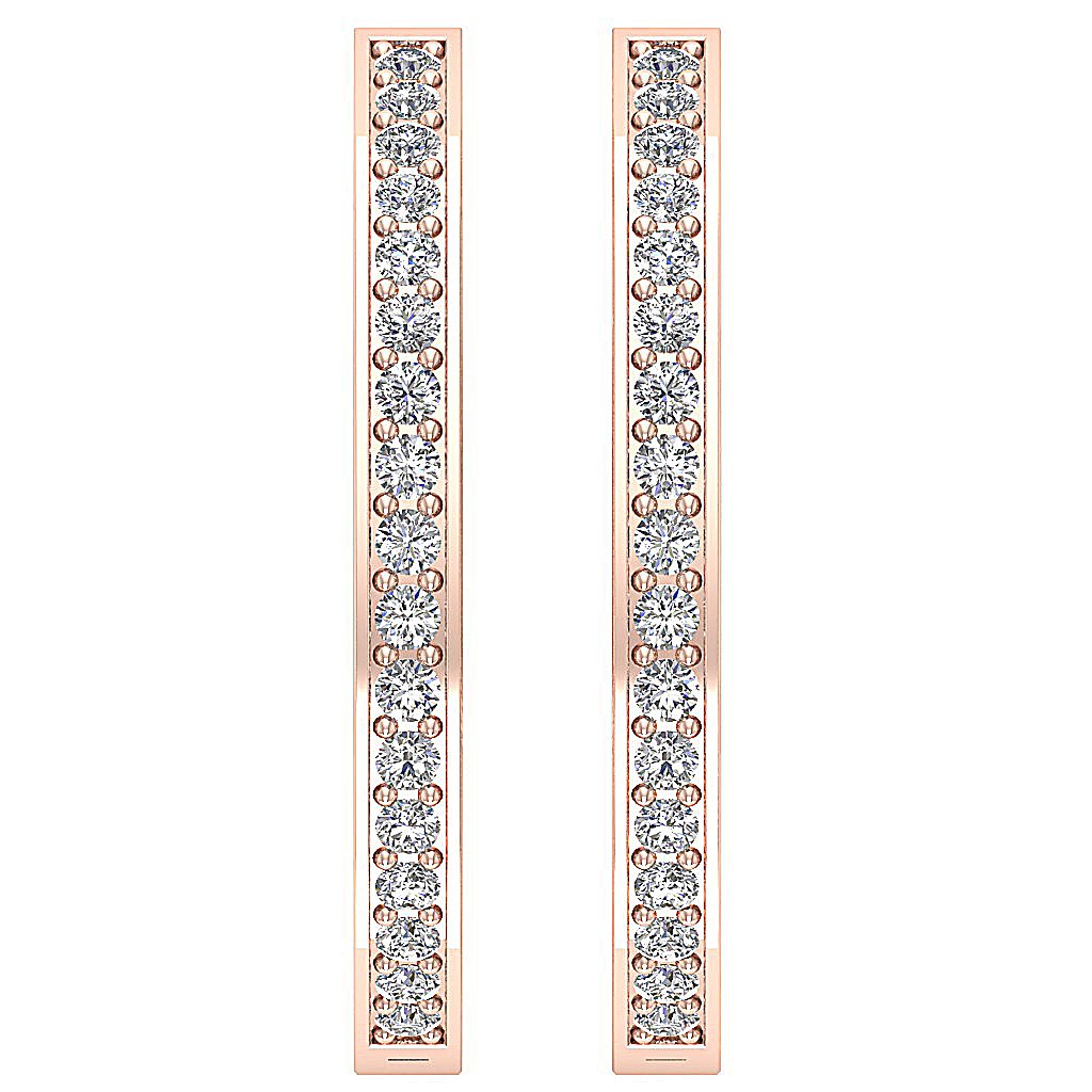 VVS1/VS1/SI1/I1 G 1.50 Ct Inside Outside Hoop Wedding Earrings Genuine Diamond 18k/14k Yellow Gold Prong Set