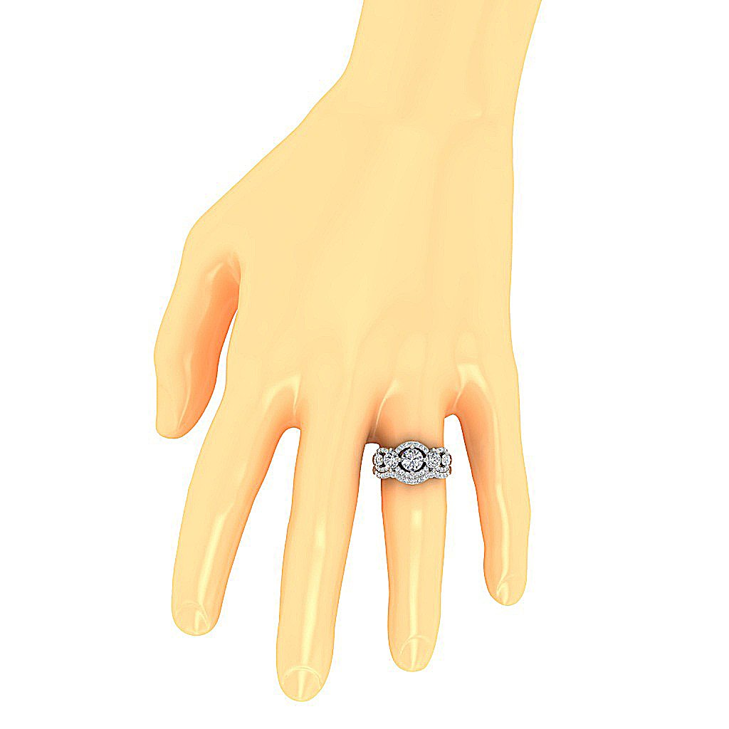 14K Rose Gold Five Stone Bridal Engagement Ring Set I1 G 2.50 Ct Natural Diamond Prong Set