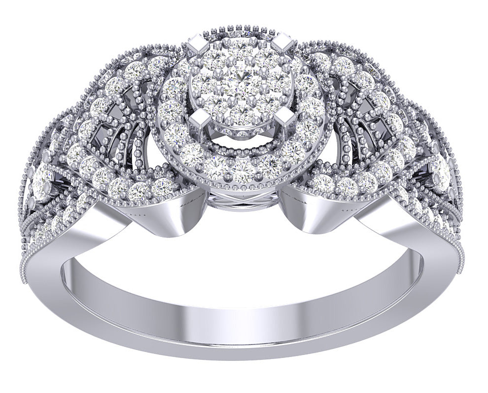 Diamond For Good Halo Engagement Wedding Band Round Cut I1 G 0.70 Carat 14K Gold