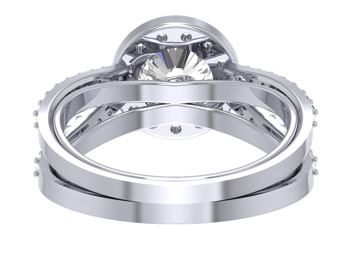 Prong Set Solitaire Split Shank Halo Engagement Ring For Her SI1 G 1.05 Carat Diamond 14K Gold