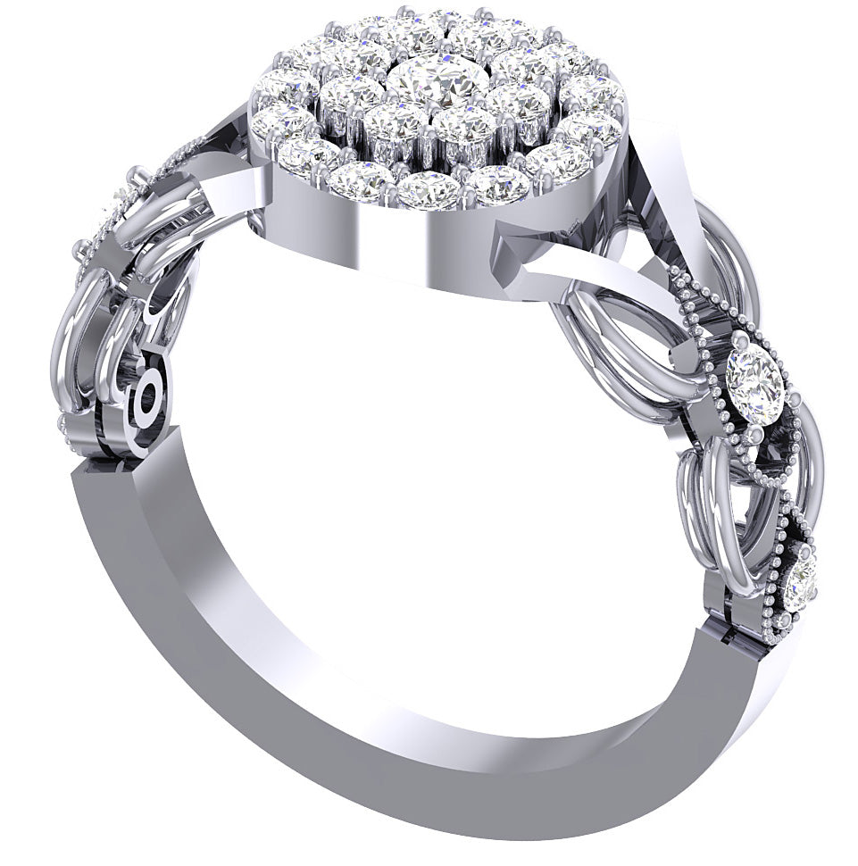 Double Halo Wedding Band I1 G 1.55 Carat Natural Diamond 14K Rose Gold Prong Set