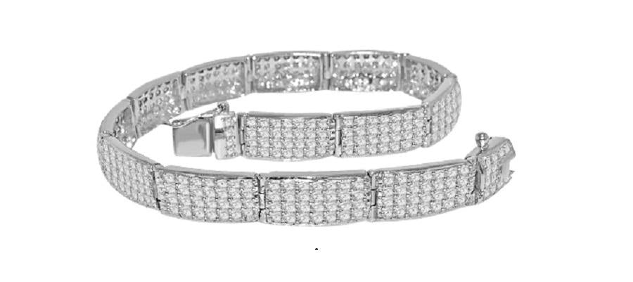 Mens Tennis Bracelet VVS1/VS1/SI1/I1 5.00 Ct 14k Solid Gold Round Diamonds Pave Set 7.00Inch