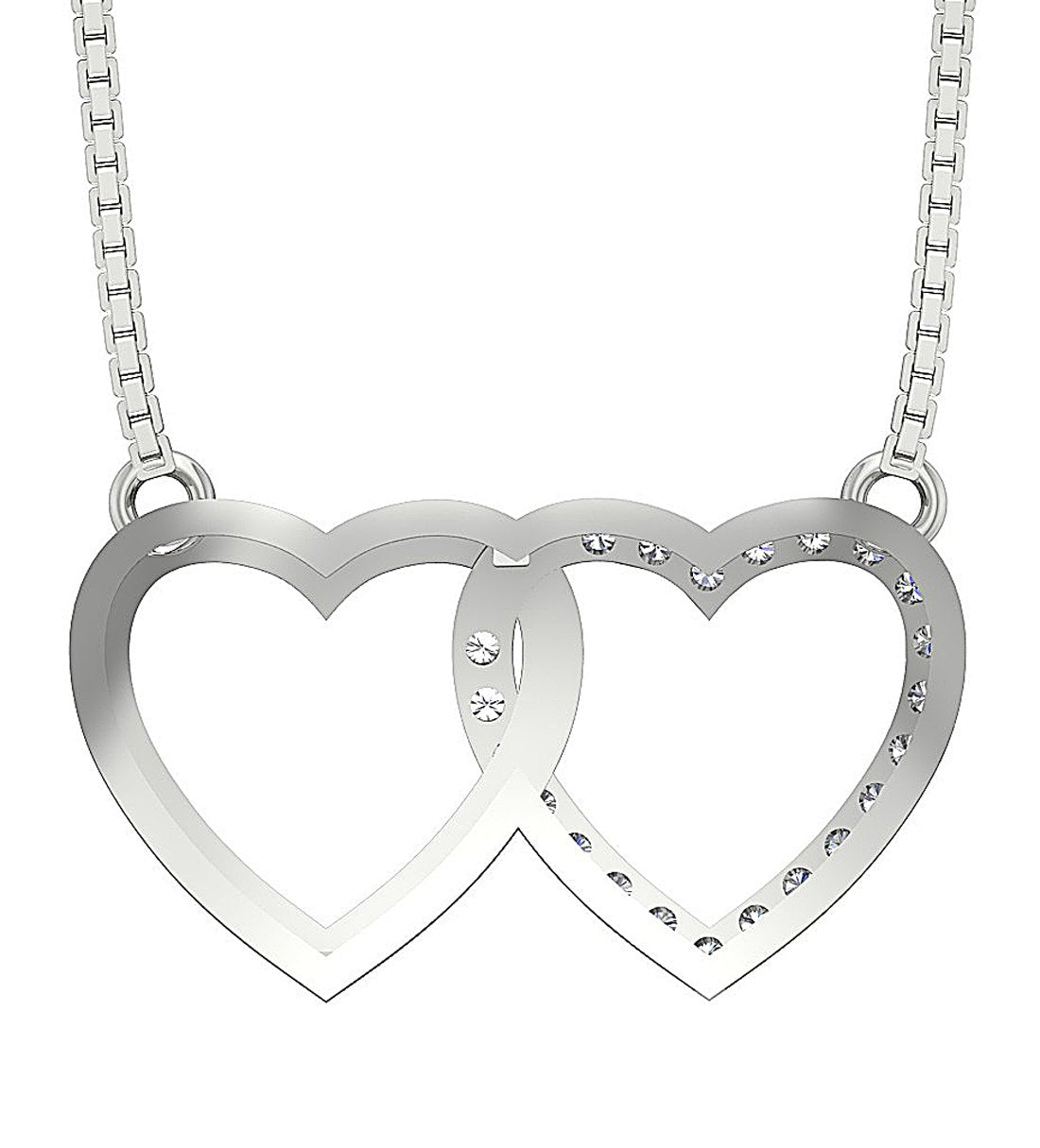 Double Heart Pendant 14k/18K Gold Natural Diamond VVS1/VS1/SI1/I1 0.35 Carat