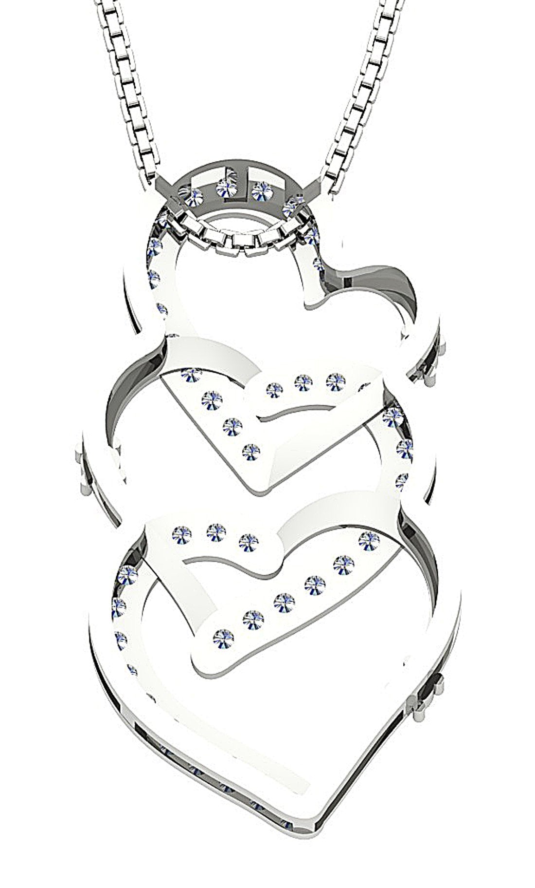 VVS1/VS1/SI1/I1 0.65 Ct Three Heart Pendant 14k/18k Gold Round Diamond