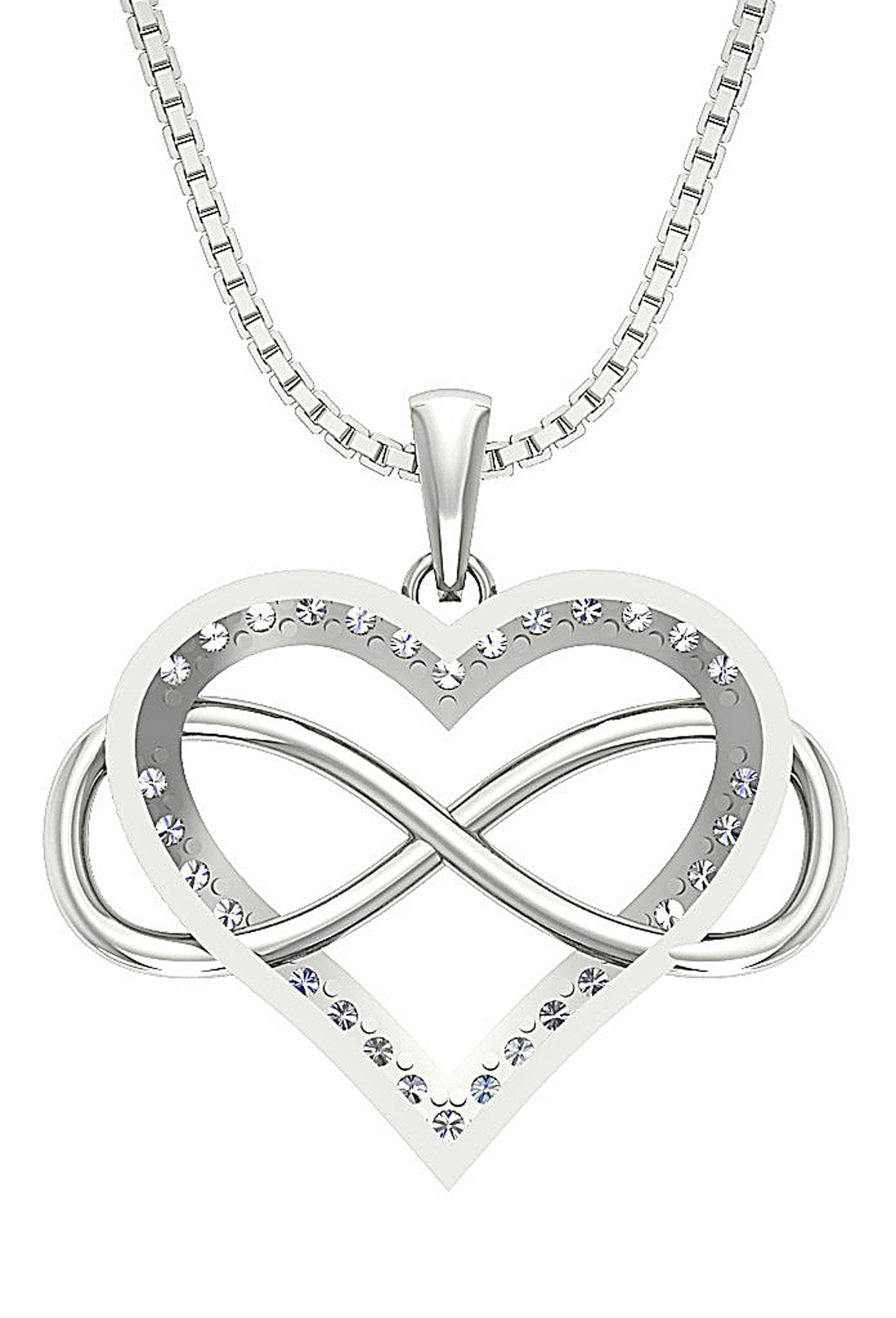 Round Diamond VVS1/VS1/SI1/I1 0.55 Ct Heart Infinity Shape Pendant 14k/18k Gold