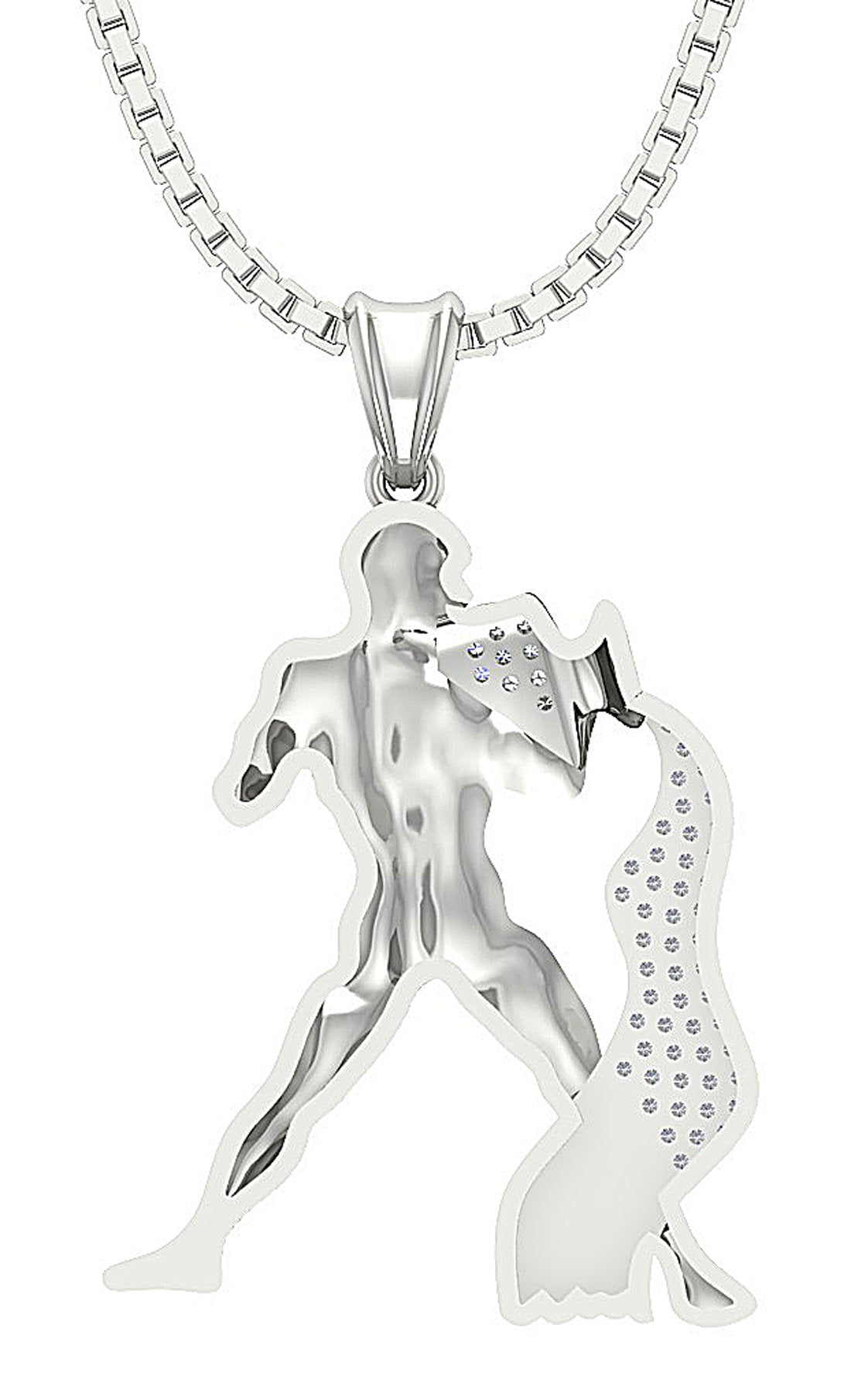 Round Diamond I1/SI1 G 0.35 Carat Aquarus Zodiac Sign Pendant Necklace 14K/18K Gold