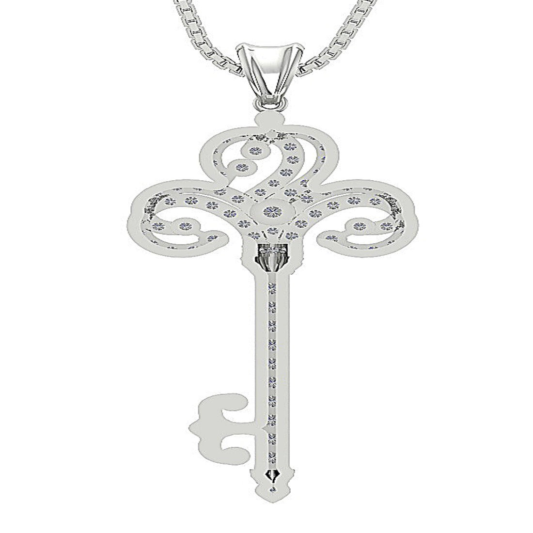 SI1/I1 G 0.80 Carat Natural Diamond 14k/18k Solid Gold Unique Key Shape Pendant