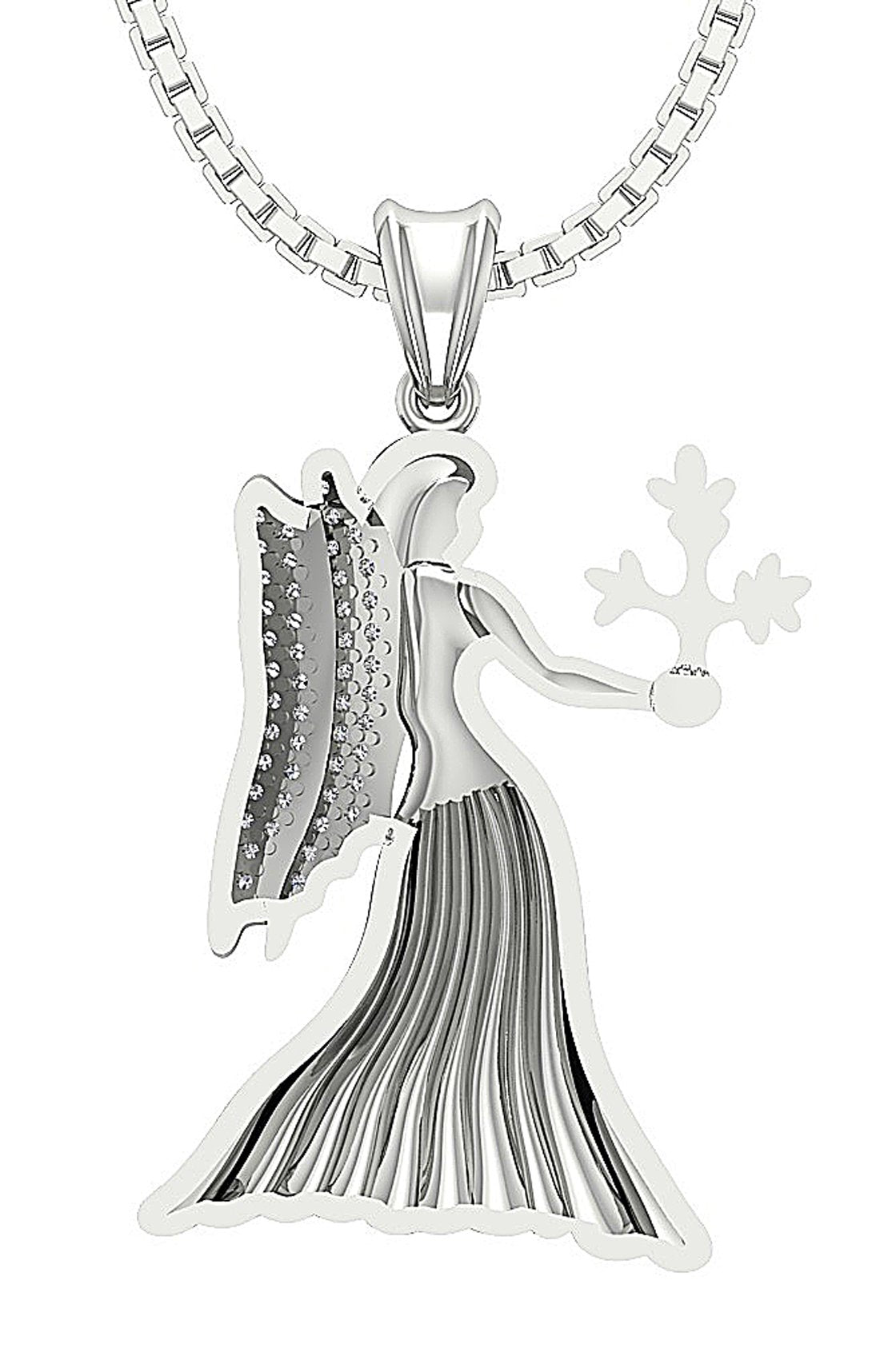 Natural Diamond Virgo Zodiac Sign Engagement Pendant I1/SI1 G 0.25 Ct 14K/18K White Gold Prong Set