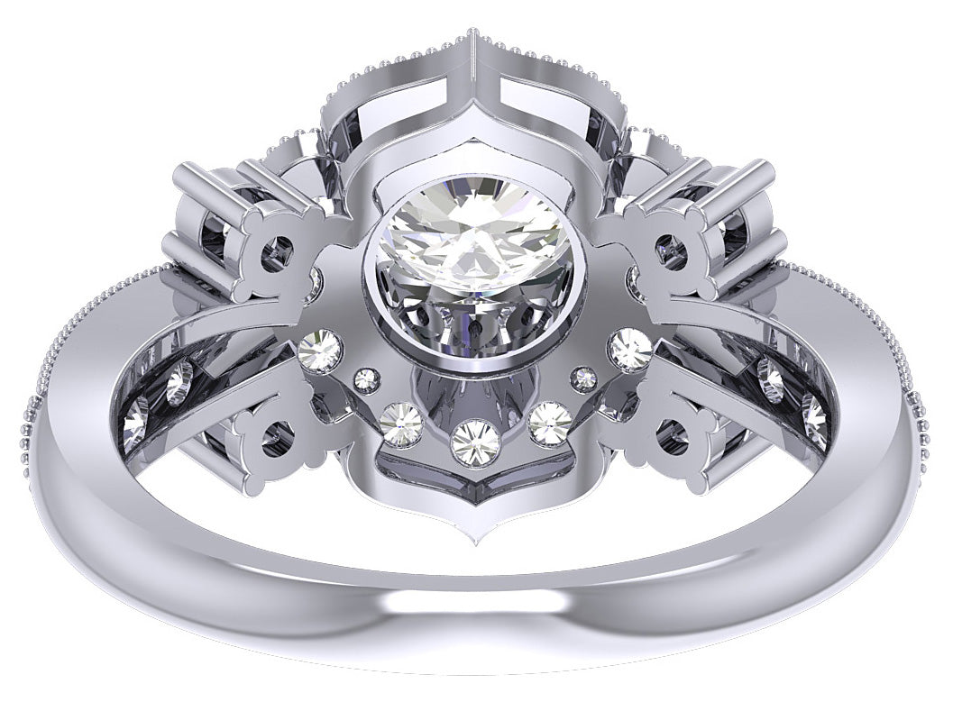 Bezel Set Solitaire Halo Engagement Ring For Women Round Diamond SI1 G 1.30 Carat 14K Gold