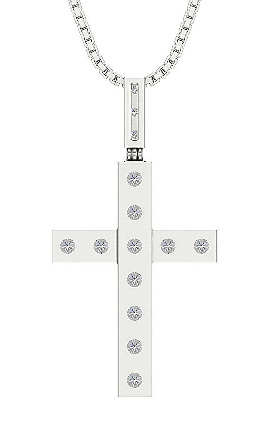 Natural Diamond Designer Cross Engagement Pendant SI1/I1 G 1.30 Ct 14k/18k White Gold Prong Set