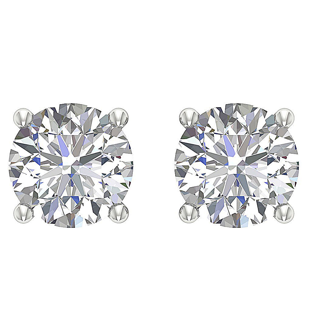 I1 G 2.10 Ct Round Diamond Solitaire Stud Earring 14k White Yellow Rose Gold
