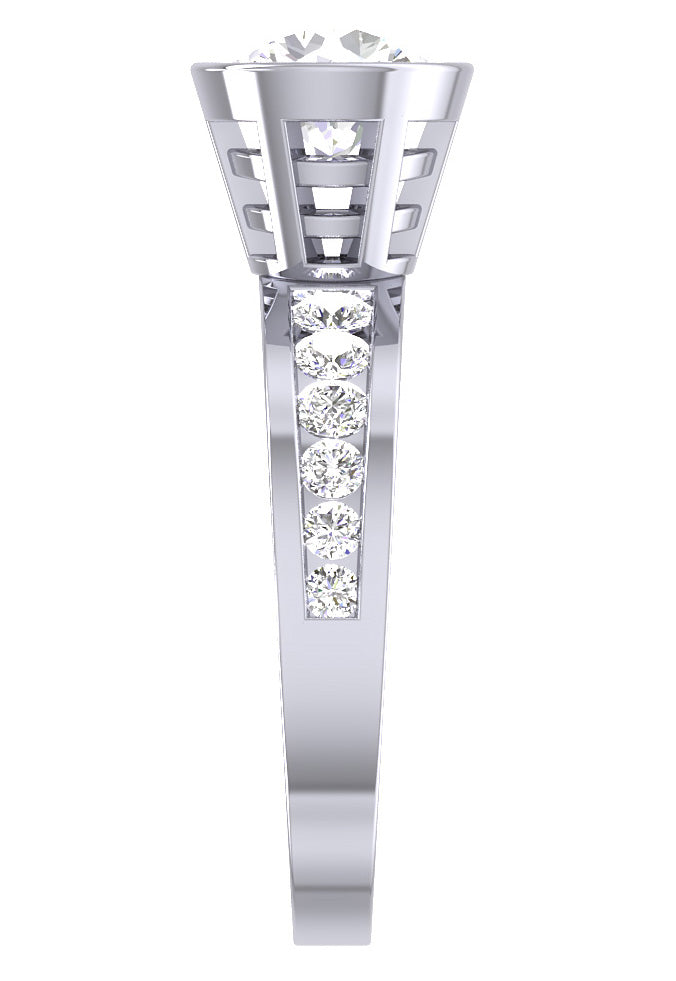 Bezel & Channel Set Solitaire Diamond Engagement Ring I1 G 2.35 Carat Natural Diamond 14K Gold
