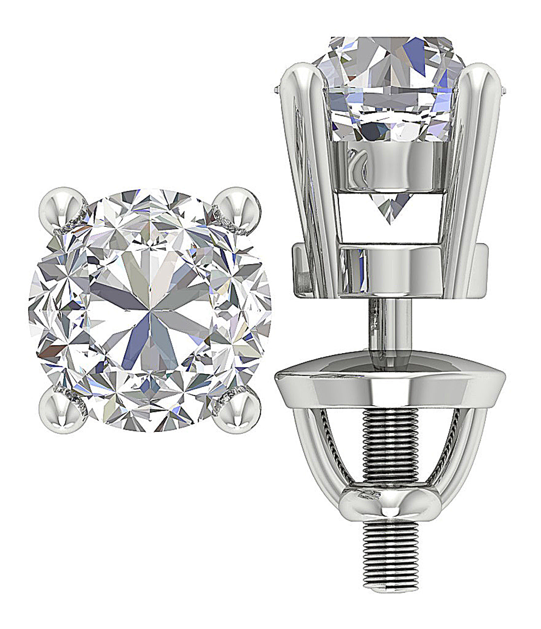 For Women BigDiamondSolitaireStudsEarrings Screw Back