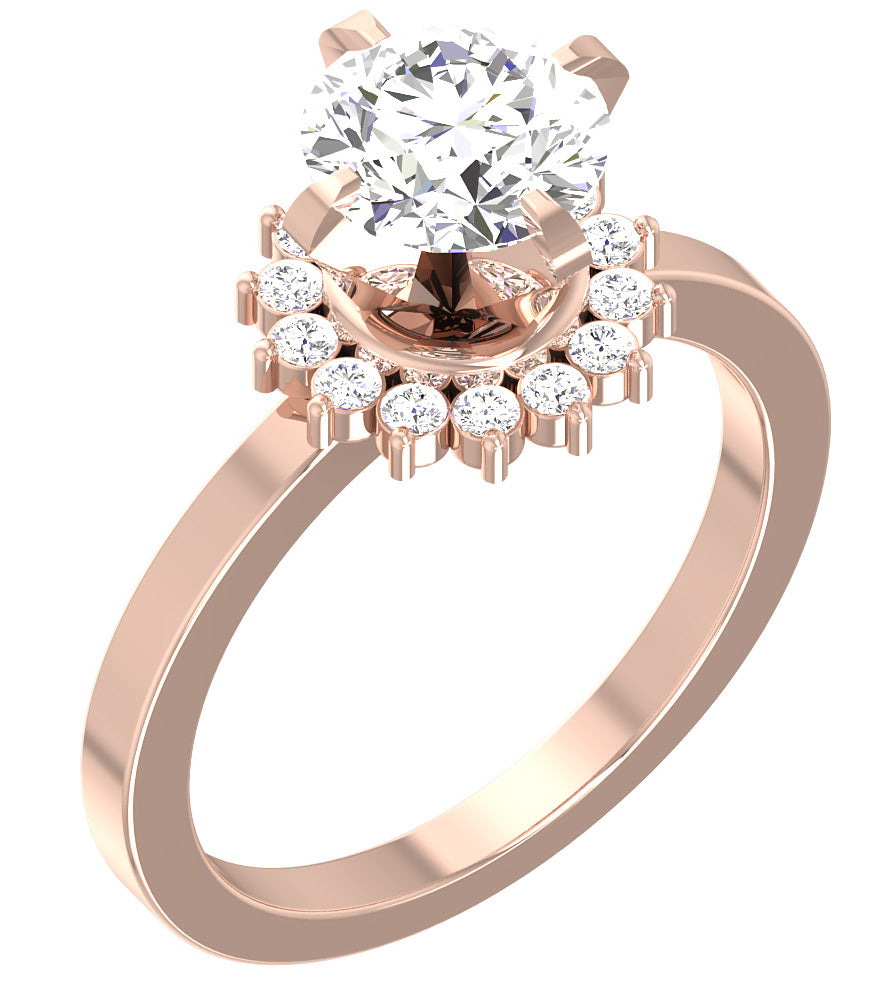Designer Big Solitaire Engagement Ring I1 G 1.80 Carat Round Cut Diamond 14K Rose Gold