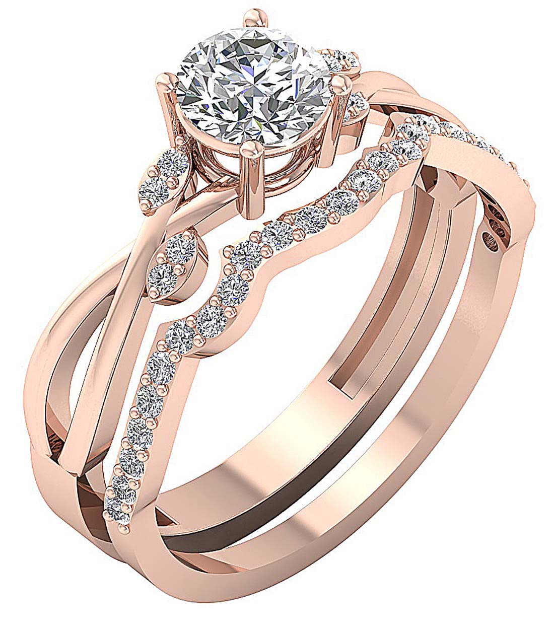 The Kingston 14k Gold Unique Bridal Wedding Ring Set