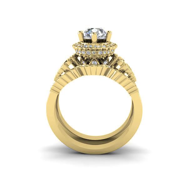 Designer Bridal Halo Wedding Ring Set I1 G 1.80Ct Genuine Diamond 14k White Yellow Rose Gold