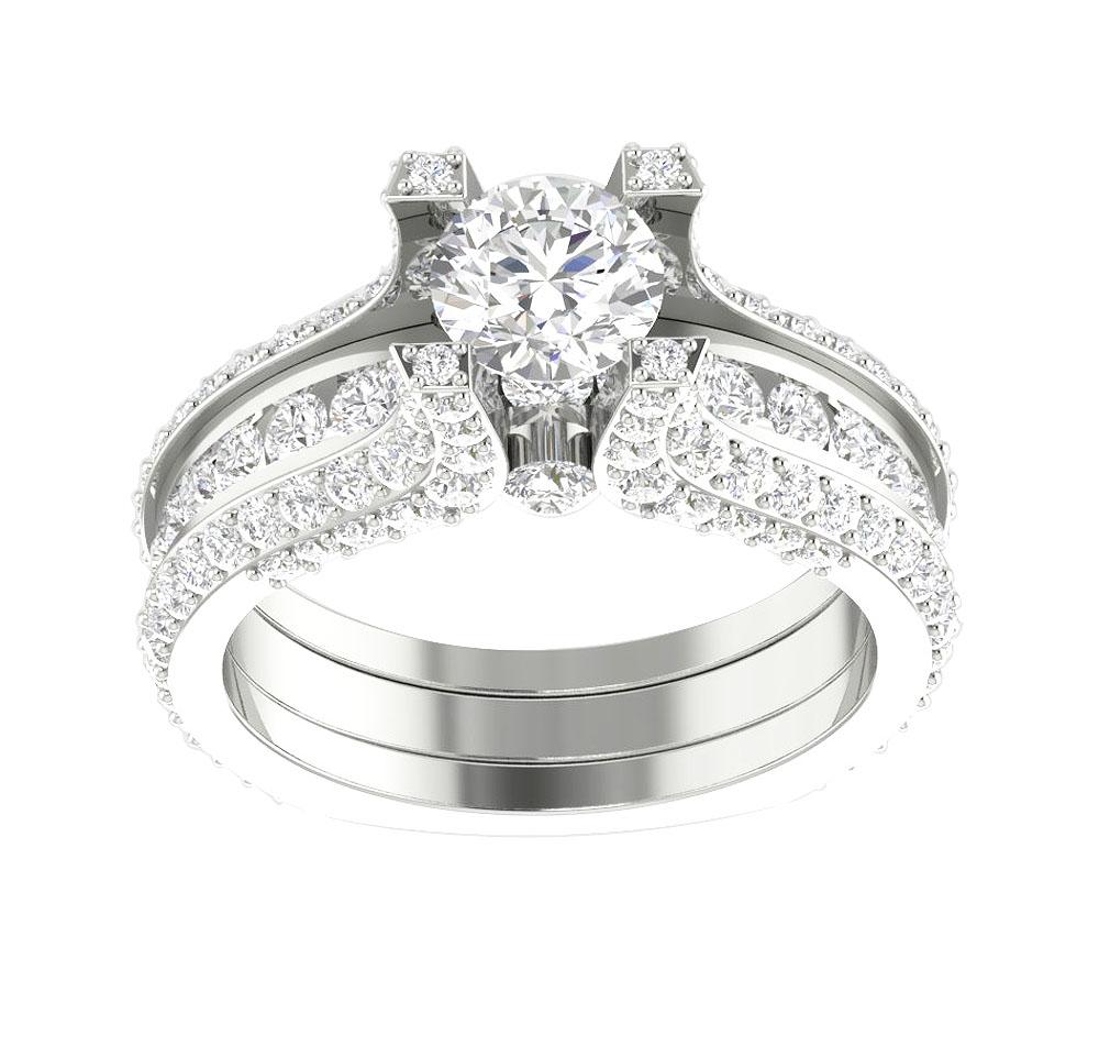 Round Diamond 14K Solid Gold Halo Bridal Anniversary Ring Prong Channel Set I1 G 3.75 Carat