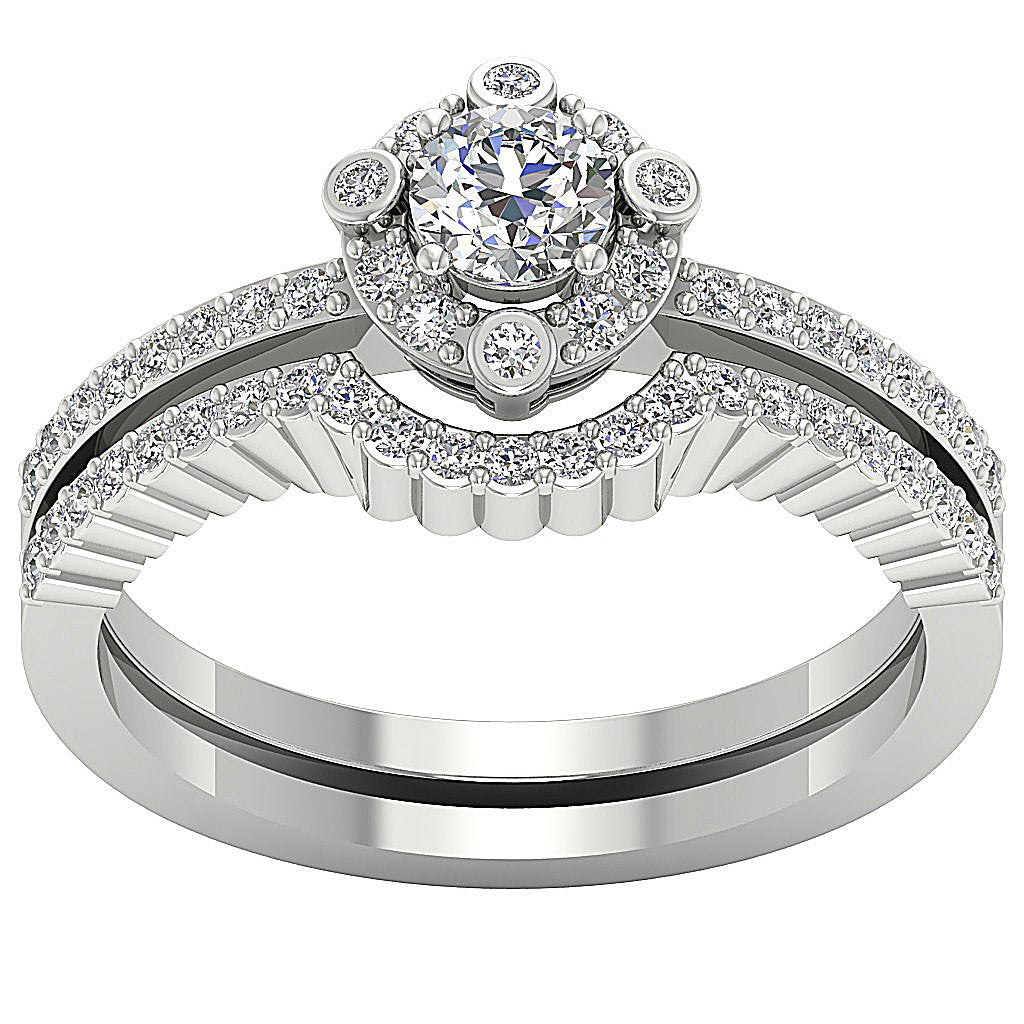 Designer Bridal Ring Round Diamond I1 G 0.80 Carat 14K Solid Gold 9.40 MM