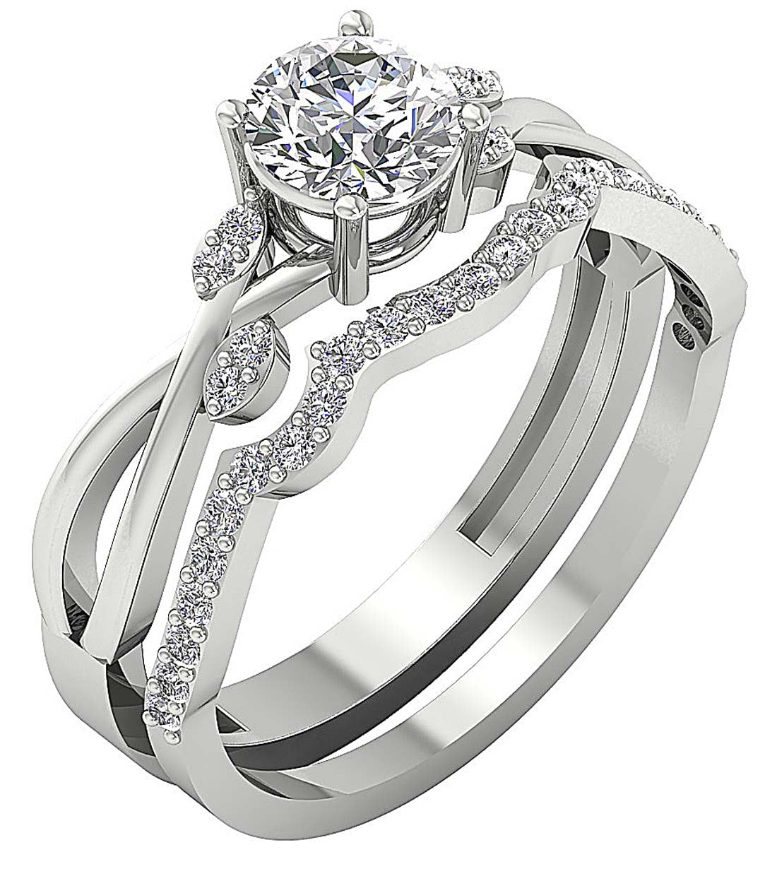The Kingston 14k Gold Unique Bridal Wedding Ring Set