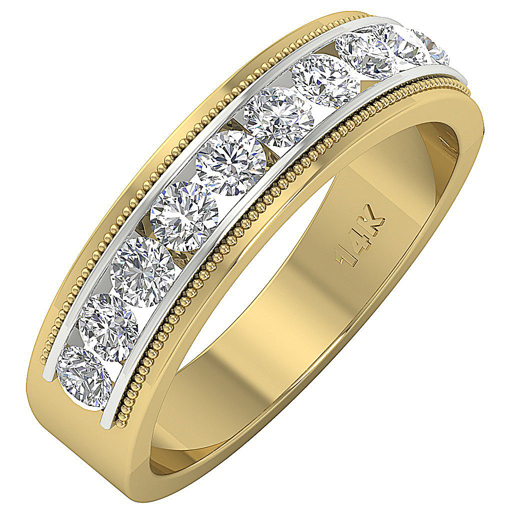 Wedding Ring I1 G 1.00 Ct Genuine Diamond 14K White Gold Channel Set