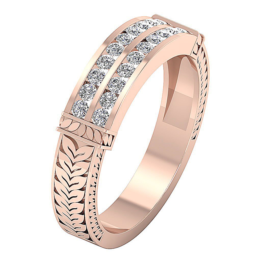 Round Diamond I1 G 0.50 Ct Anniversary Ring Prong Channel Set 14k Yellow Gold 5.20 MM