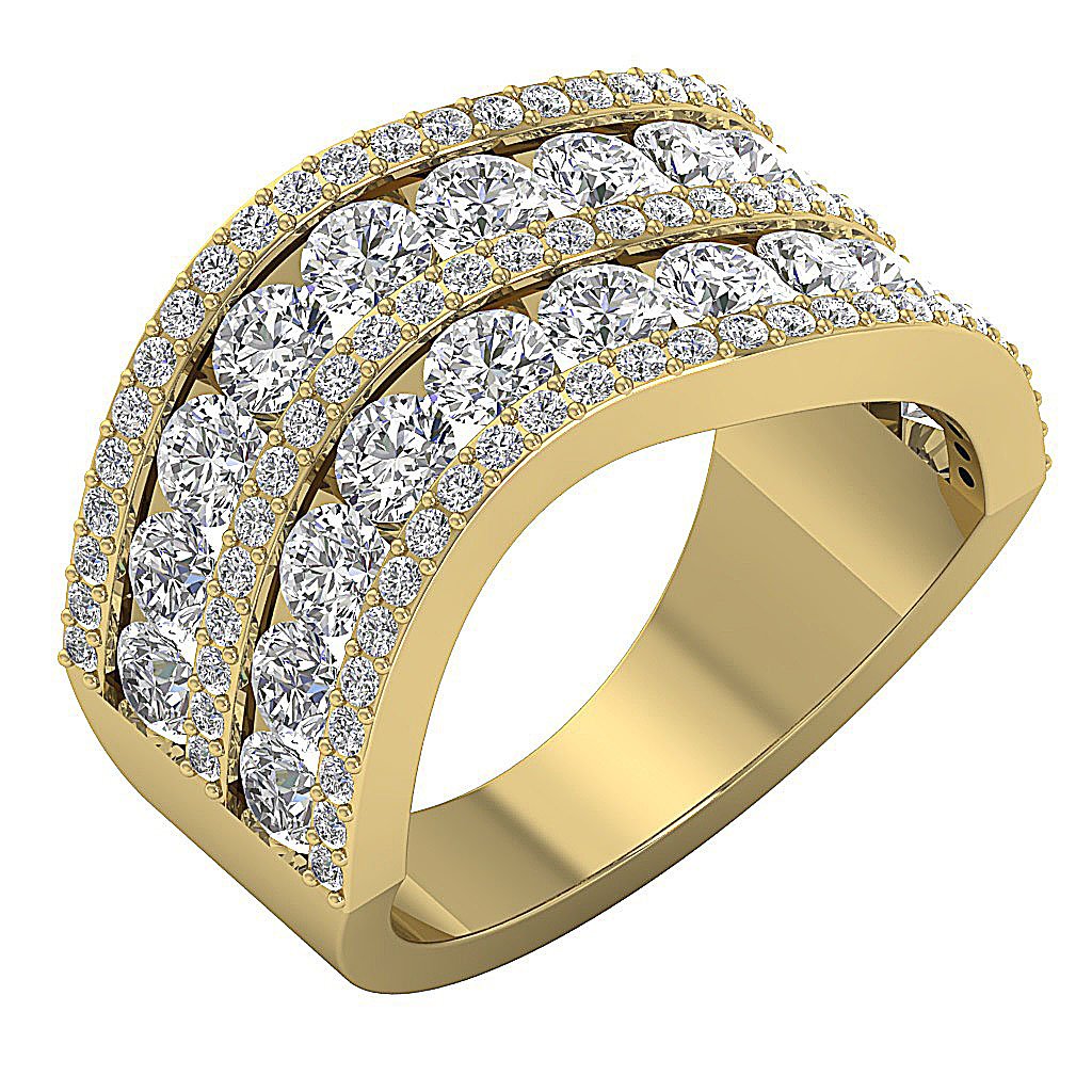 I1 G 4.30 Ct Genuine Diamond Prong Channel Set Wedding Ring 14K White Gold 11.05 MM