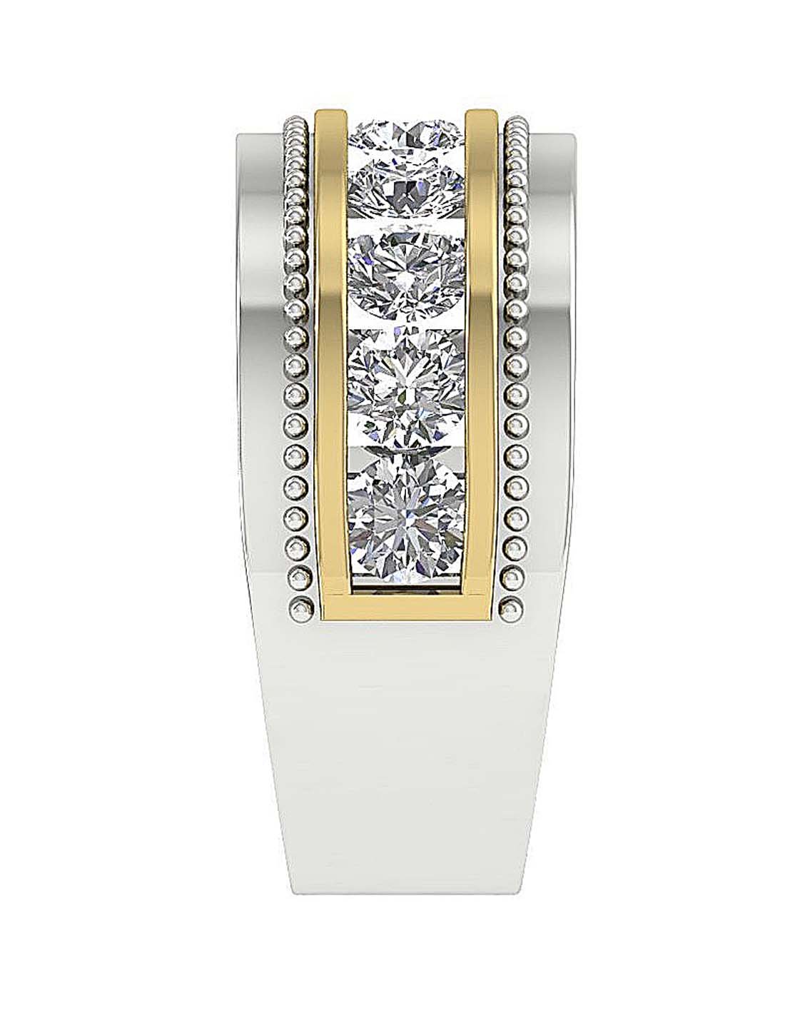 Mens Anniversary Ring SI1/I1 G 2.00Ct Round Diamond 14k Solid Gold Channel Set Width 10.00MM