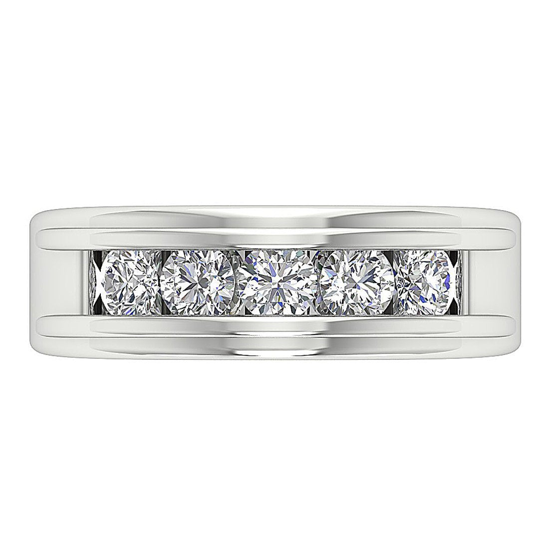 SI1/I1 G 1.10Ct Round Diamond Mens Anniversary Ring 14k Solid Gold Channel Set Width 6.70MM