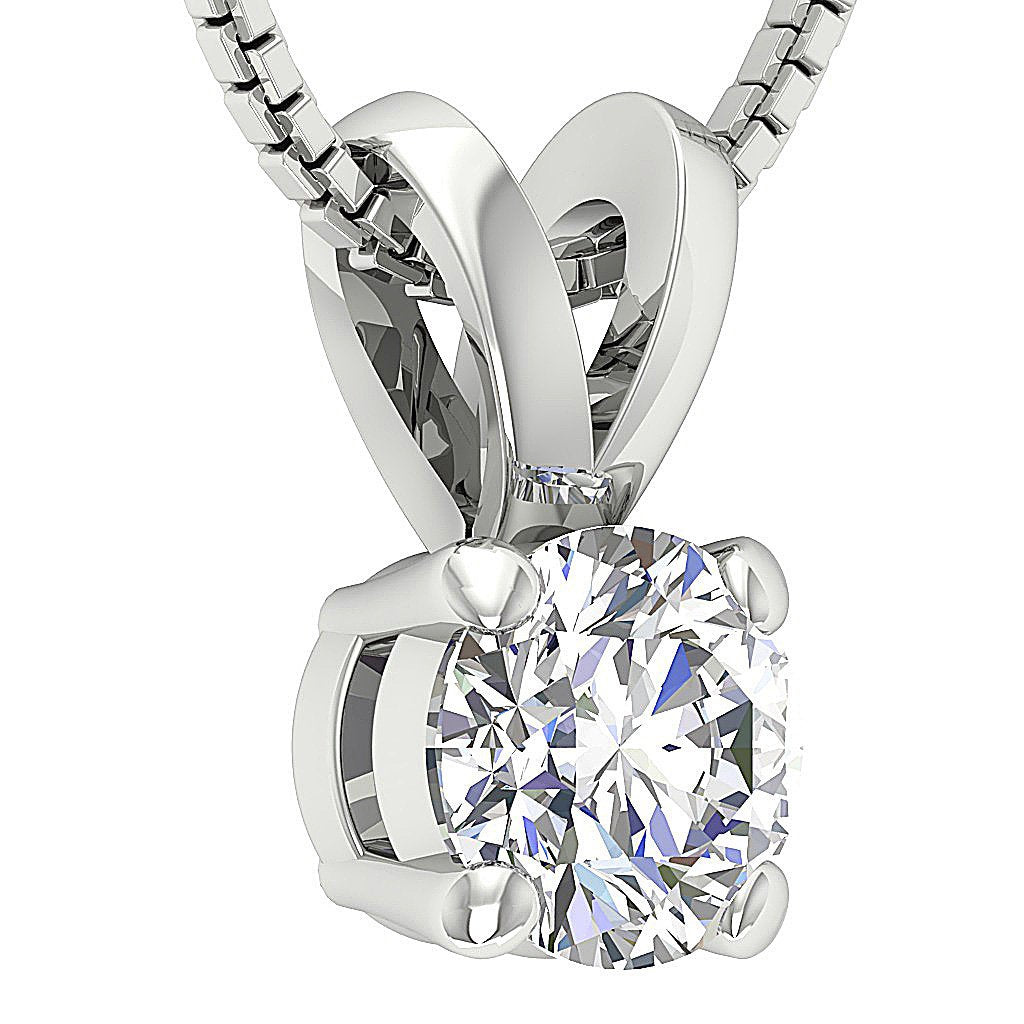 Lab-Grown Round Solitaire Diamond Pendant in Solid Gold