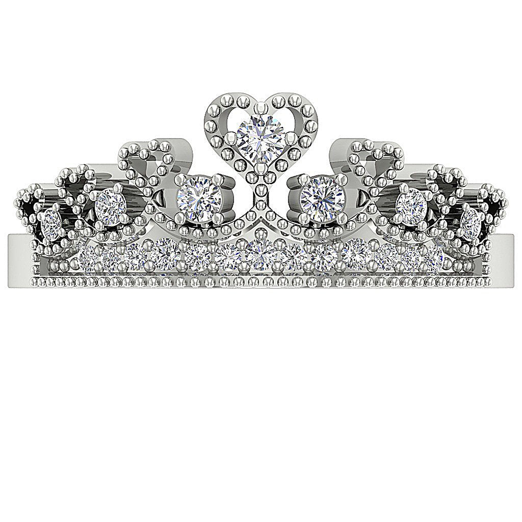 Crown Wedding Ring I1 G 0.25 Ct Genuine Diamond Prong Set 14k White Gold 7.85 MM