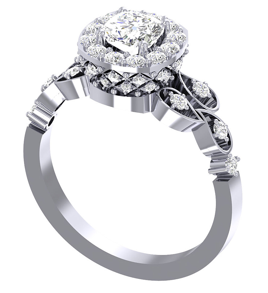 Cushion Cut Solitaire Engagement Rings 14K White Gold SI1 G 1.20 Carat Natural Diamond