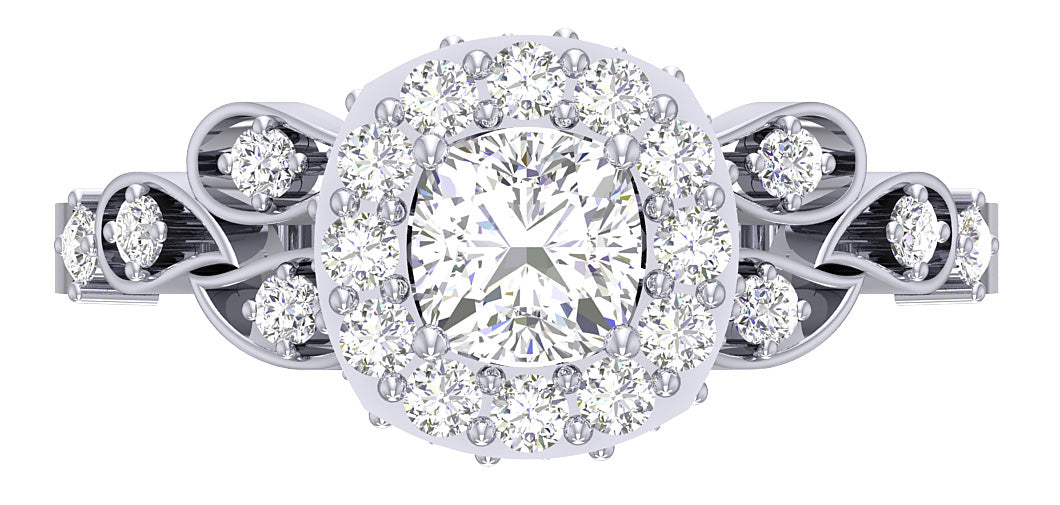 Cushion Cut Solitaire Engagement Rings 14K White Gold SI1 G 1.20 Carat Natural Diamond