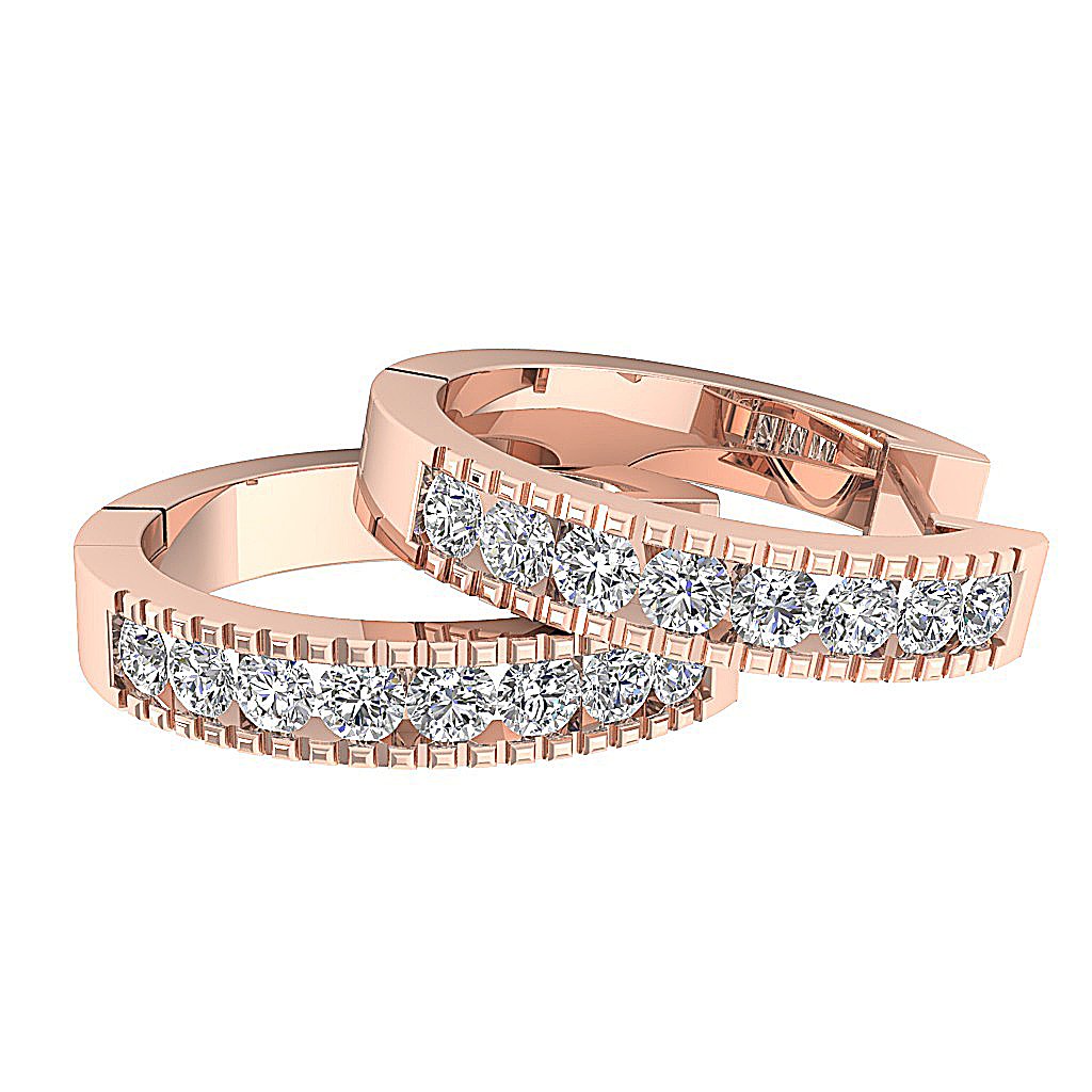 14k Rose Gold Anniversary Hoops Earring
